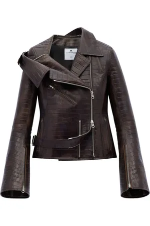Courrèges Bikerjacke mit Kroko-Effekt