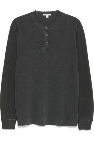 James Perse Langärmeliges Thermo-Henley-T-Shirt