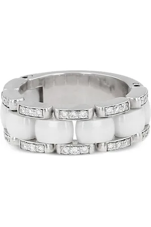 CHANEL 18kt Weißgoldring mit Keramik und Diamant