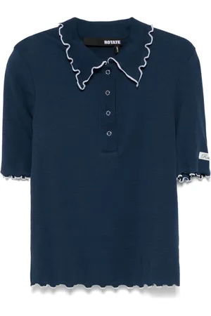 ROTATE Geripptes Poloshirt