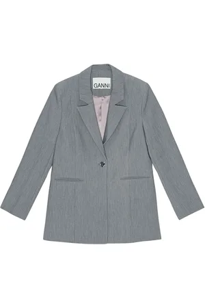 Ganni Melierter Twill-Blazer