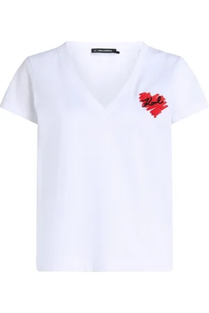 Karl Lagerfeld K/Heart T-Shirt mit V-Ausschnitt