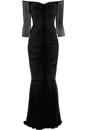 Norma Kamali Schulterfreies Abendkleid mit Schleppe