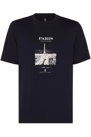 Brunello Cucinelli T-Shirt mit grafischem Paris-Print