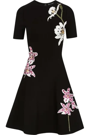 Oscar de la Renta Orchid Midikleid aus Threadwork-Jacquard