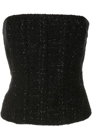 Gloria Coelho Schulterfreies Top mit Metallic-Karomuster