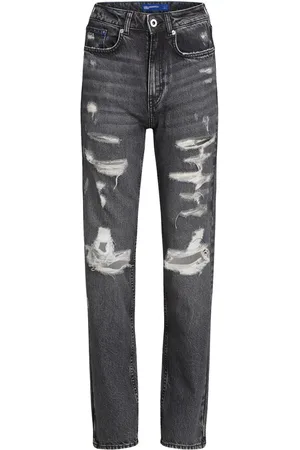 Karl Lagerfeld Gerade Jeans im Distressed-Look