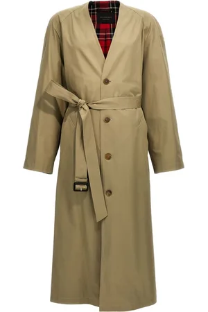 Balenciaga Kragenloser Trenchcoat mit Gürtel