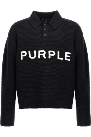 Purple Brand Gestricktes Poloshirt mit Logo