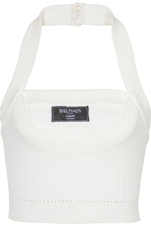 Balmain Geripptes Neckholder-Top