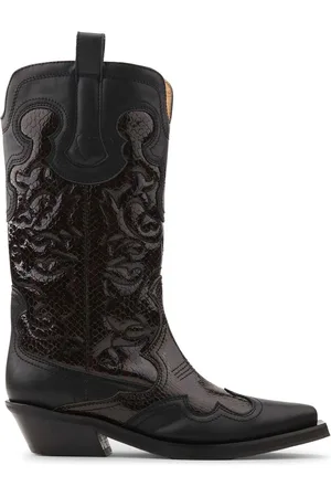 Ganni Bestickte Cowboystiefel