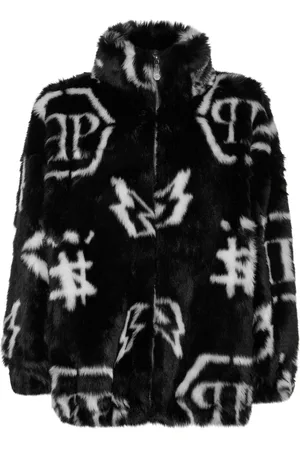 Philipp Plein Mantel aus Faux Fur mit Monogramm