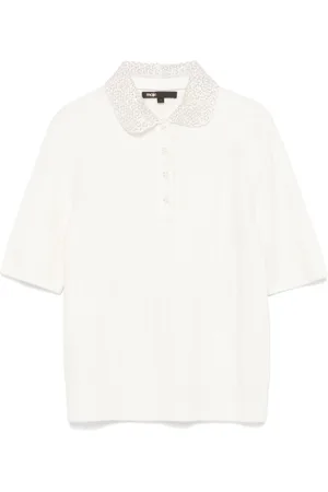 Maje Gestricktes Poloshirt mit verziertem Kragen