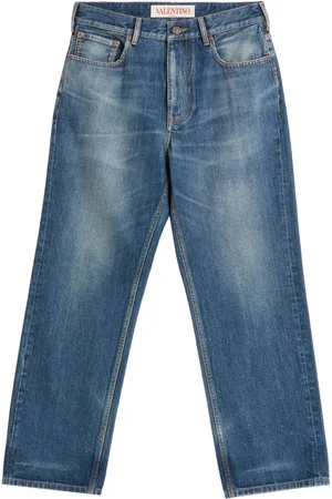 VALENTINO GARAVANI Ausgeblichene Straight-Leg-Jeans mit Logo