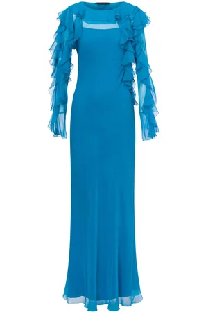 Alberta Ferretti Abendkleid mit Rüschenärmeln