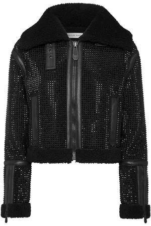 Philipp Plein Jacke aus Shearling mit Kristallen