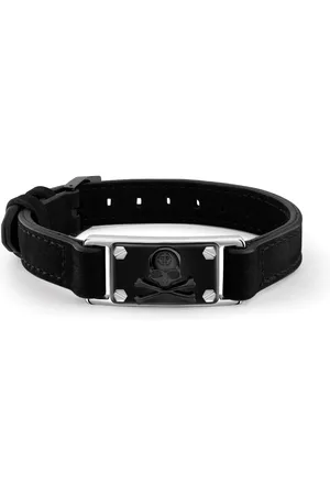 Philipp Plein Totenkopf-Armband aus Leder