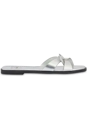 Moschino Pantoletten aus Metallic-Leder