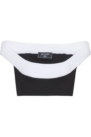 Balmain Geripptes Cropped-Stricktop