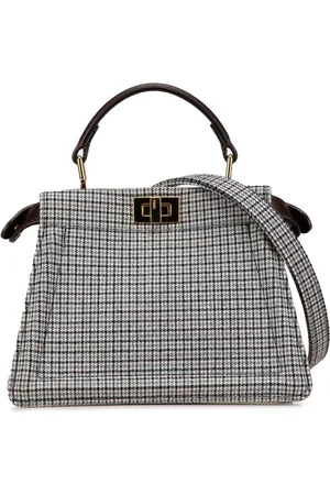 Fendi 2010-2024 kleine Peekaboo ISeeU Satchel-Tasche mit Hahnentrittmuster