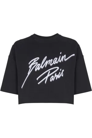 Balmain T-Shirt mit geflocktem Logo