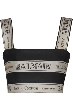 Balmain Cropped-Top aus Ripsband-Jacquard