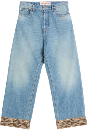 VALENTINO GARAVANI Wide-Leg-Jeans mit Jacquard-Saum