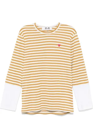 Comme des Garçons Gestreiftes T-Shirt mit Logo-Applikation