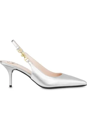 Moschino Slingback-Pumps aus Metallic-Leder