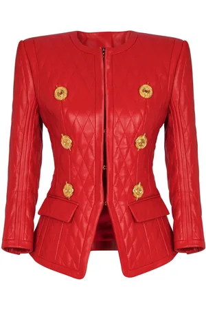 Balmain Gesteppte Lederjacke