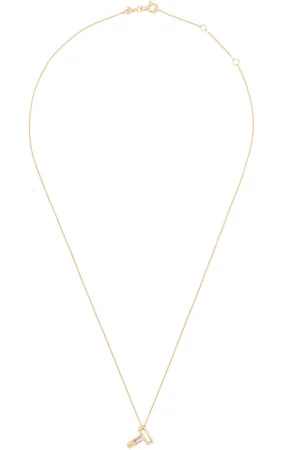 Aliita 9kt Letra T Gelbgoldhalskette mit rosa Turmalin