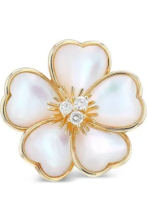 Van cleef 18kt Gelbgoldbrosche mit Perlmutt und Diamanten