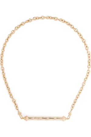 Marie Lichtenberg 18kt Candy Cane Gelbgoldhalskette mit Rosa Classic Chain-Anhänger 37cm