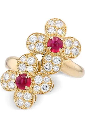 Van cleef 18kt Gelbgoldring mit Rubin und Diamanten