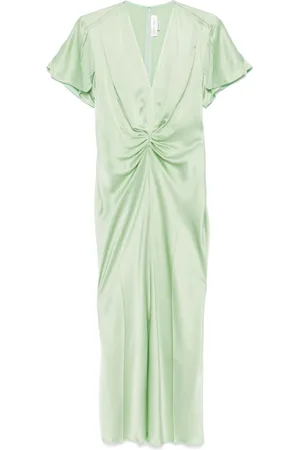 Victoria Beckham Gerafftes Kleid mit V-Ausschnitt