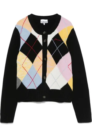 Ganni Cardigan mit Argyle-Muster