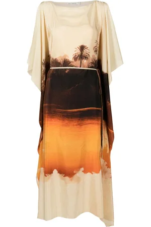 Lenny Niemeyer Seidenkaftan mit Landschafts-Print
