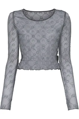 Marine Serre Mesh-Oberteil mit Monogramm