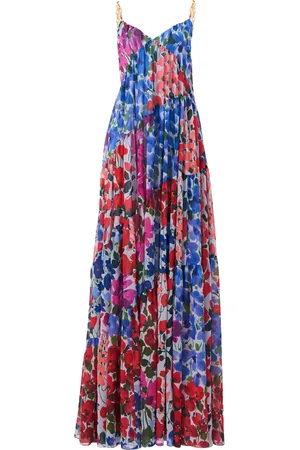 Carolina Herrera Gestuftes Abendkleid mit Jardin-Print