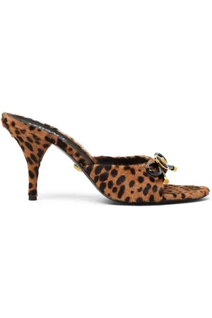 VERSACE Opera Bow Mules mit Leoparden-Print 85mm