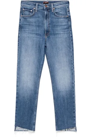 Mother Rider Ankle Step Fray High-Waist-Jeans