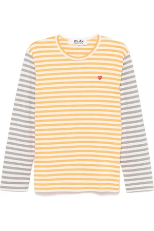 Comme des Garçons Gestreiftes T-Shirt mit Logo-Applikation