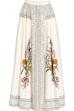 Giambattista Valli Marigold Popeline-Rock mit Bouquets-Print