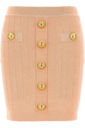 Balmain Gestrickter Midirock mit Knöpfen