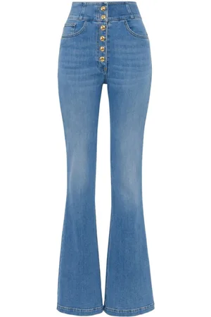 Elisabetta Franchi Ausgestellte Jeans mit Logo-Knöpfen