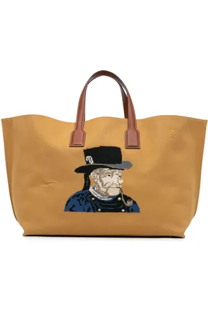 Loewe 2017 große Fisherman T Tote Bag aus Canvas mit Stickerei