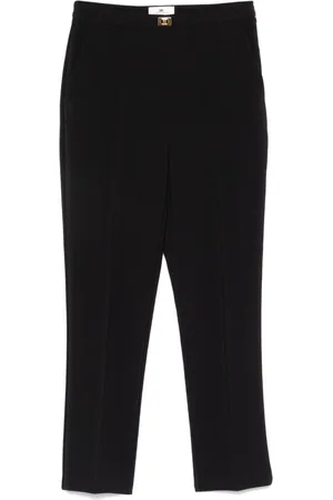 Elisabetta Franchi Hose aus Krepp mit Logo-Schild