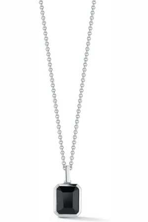 Mateo Emerald Cut Sterlingsilber-Halskette mit Onyx