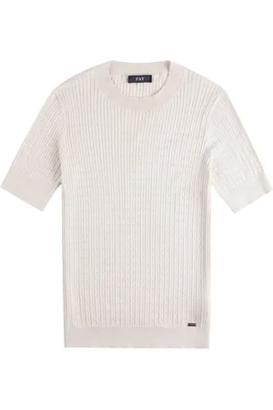 FAY T-Shirt mit Zopfmuster