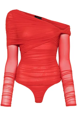 MUGLER Schulterfreier Body mit Raffung